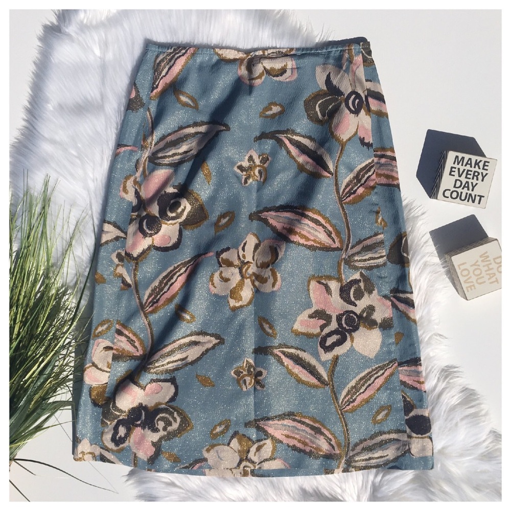 DRIES VAN NOTEN BLUE FLORAL SKIRT - Picture 2 of 7
